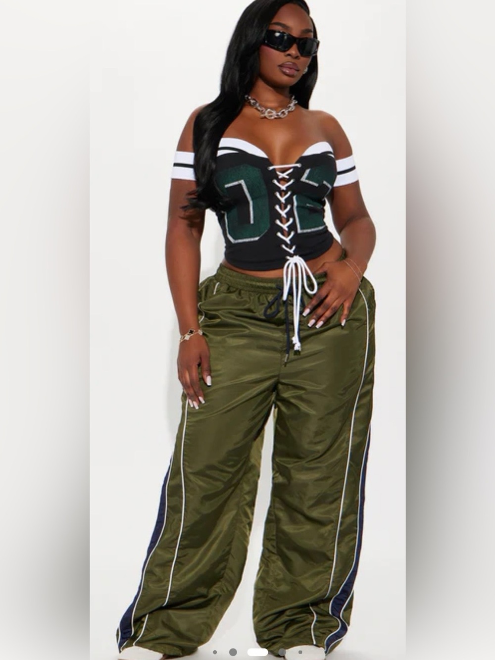 Fashion Nova Lace-Up Off Shoulder Crop Top “02” | Size 3X | Y2K Style